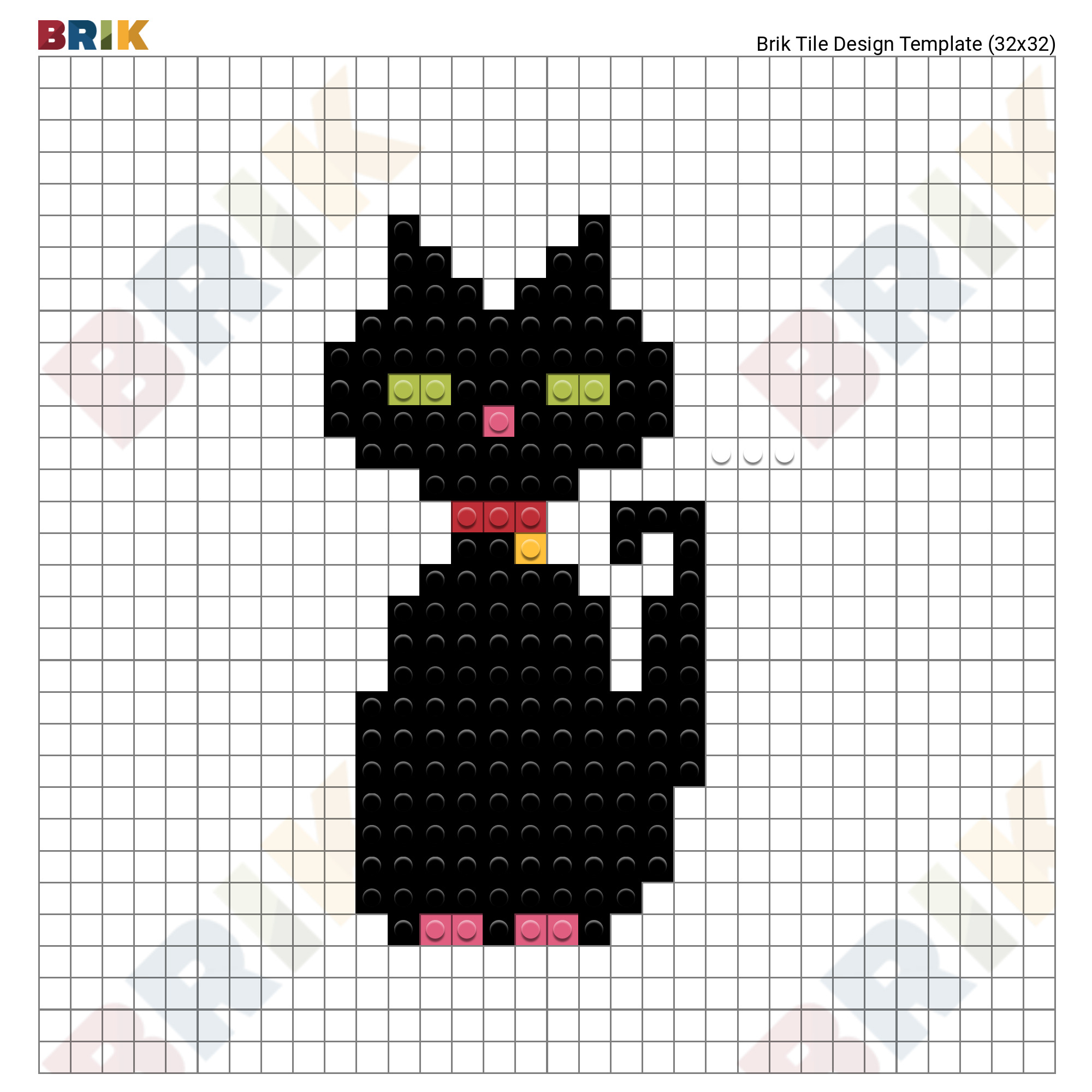 Handmade Pixel Art 32x32 Dots DIY Painting Cartoon Cat Frame