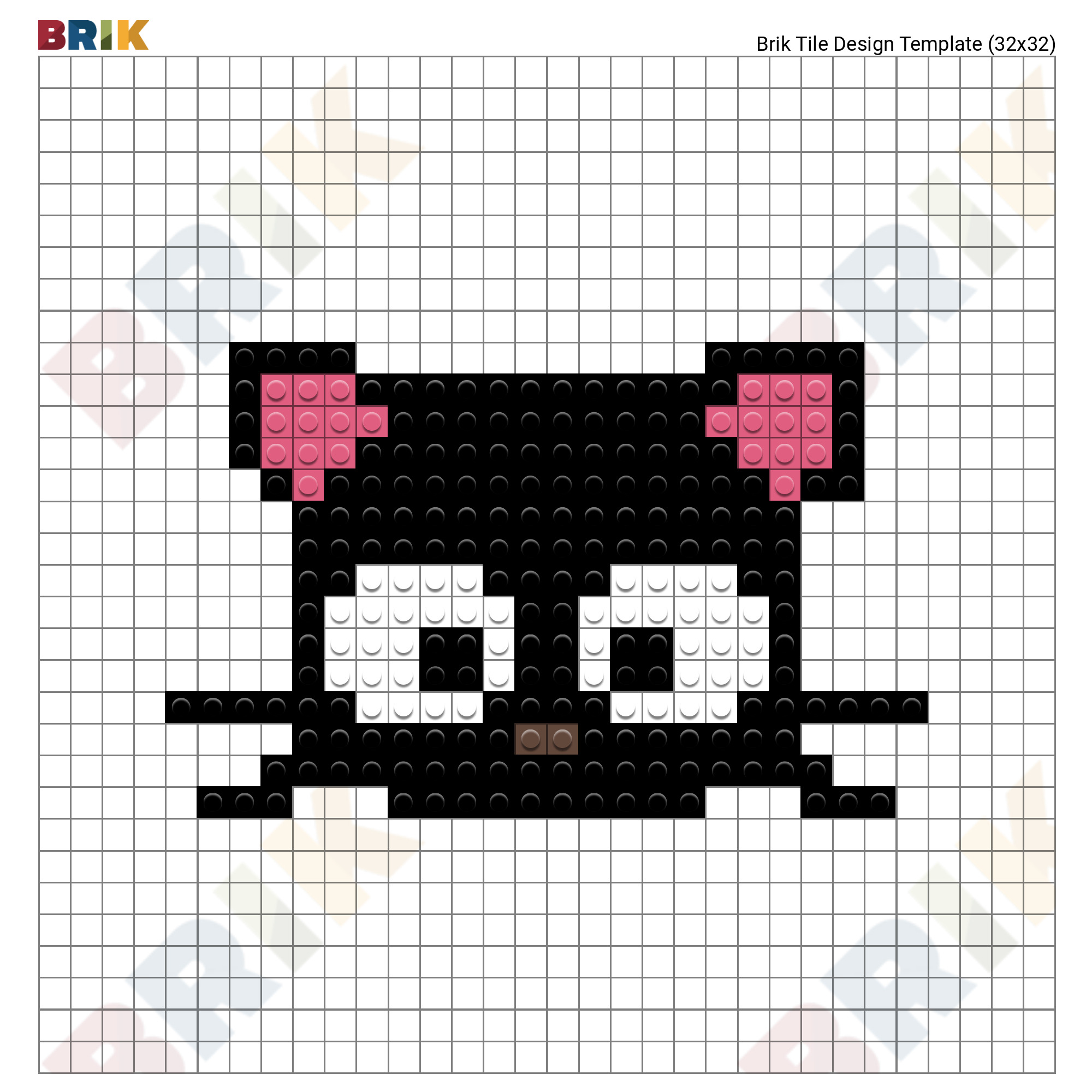 AI Art Generator: 32x32 pixel art sanrio hello kitty grid