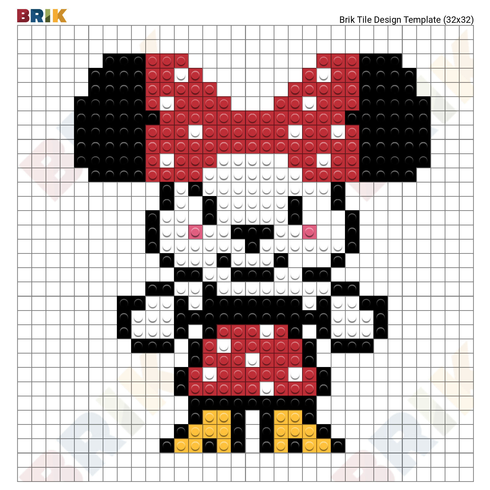 Cute Minnie Mouse Pixel Art Brik