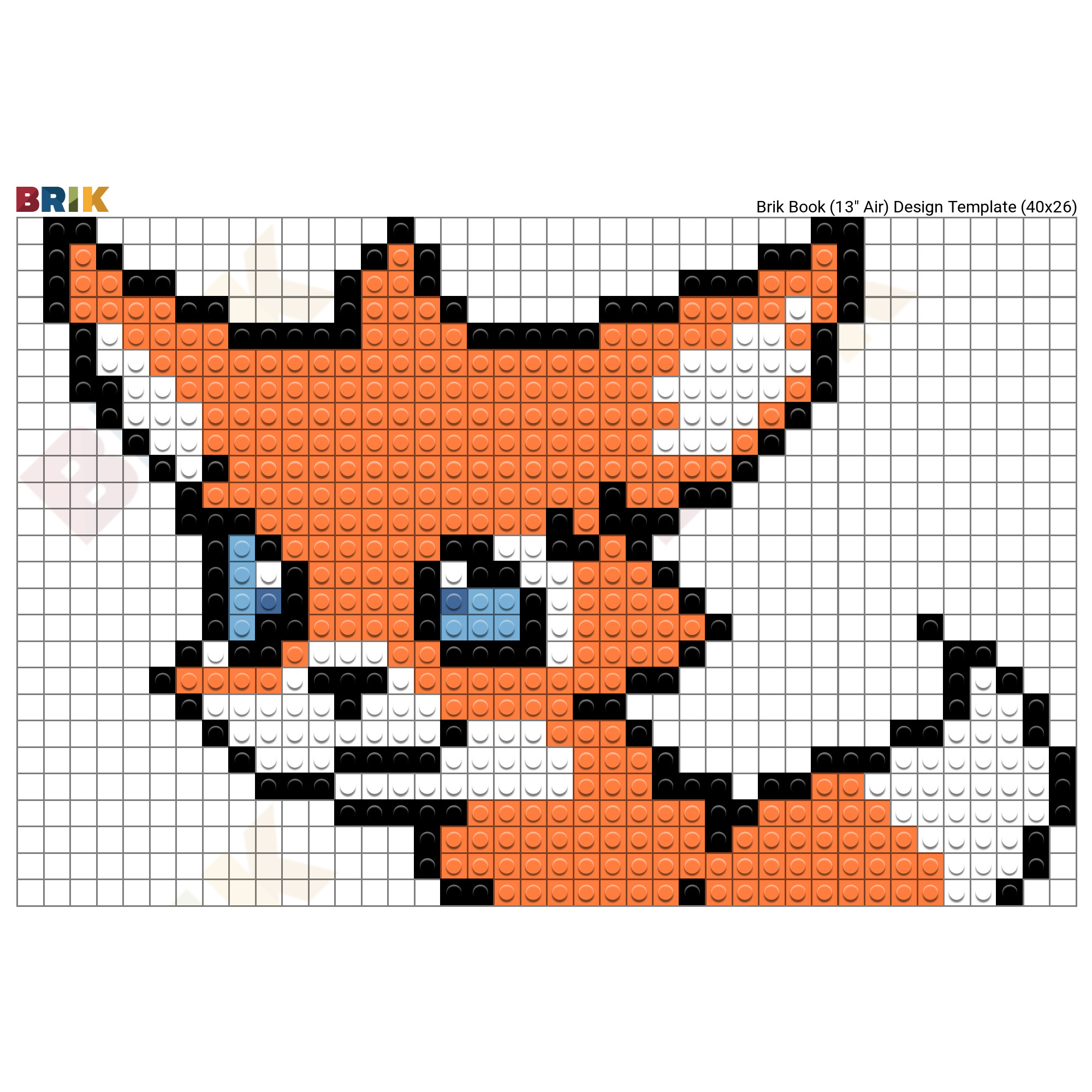 Fox Pixel Art с клеточками