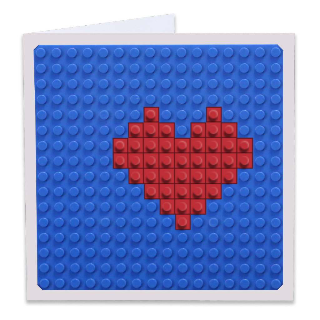Heart Pixel Art Build On Greeting Card Brik