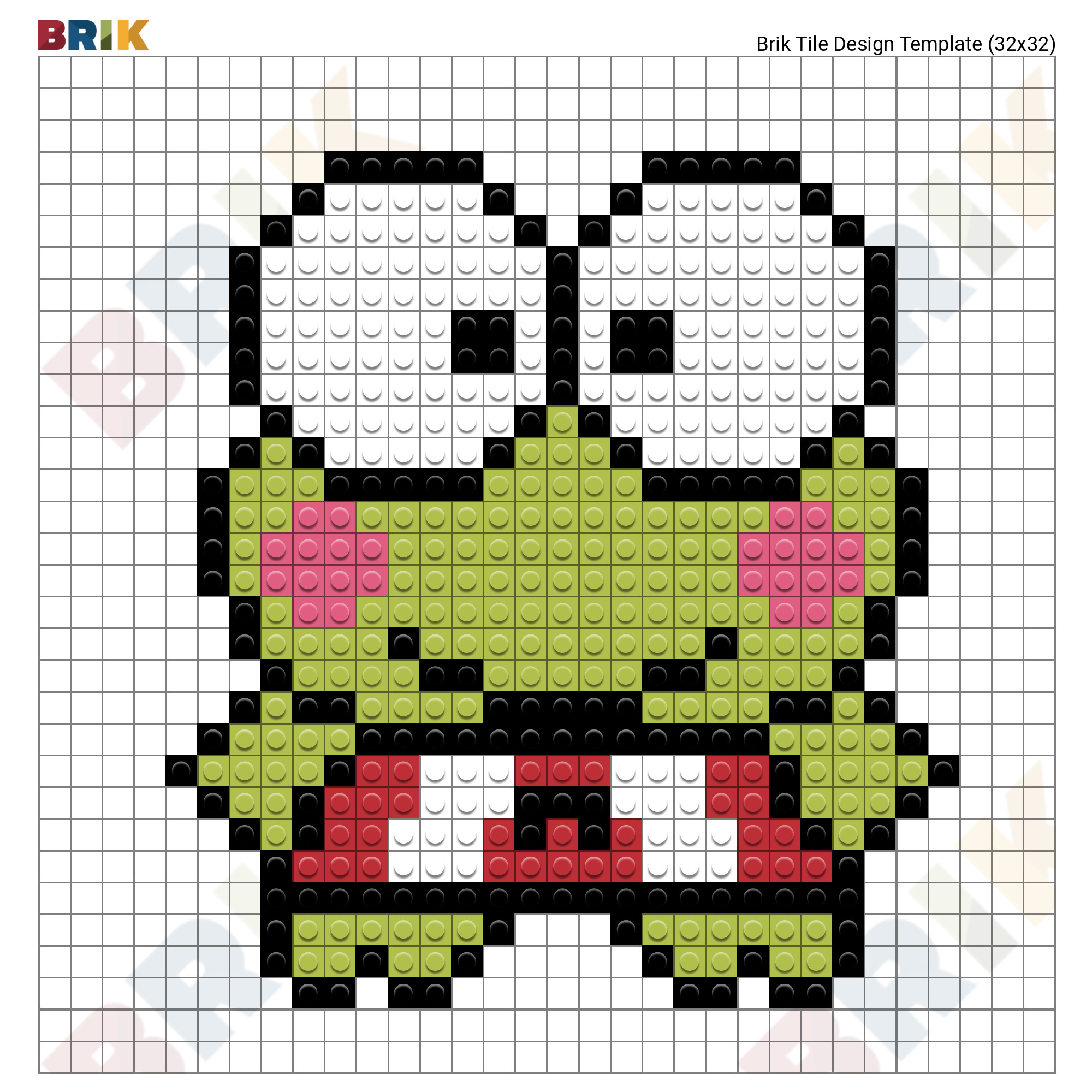 frog cartoon, pixelart 32x32 